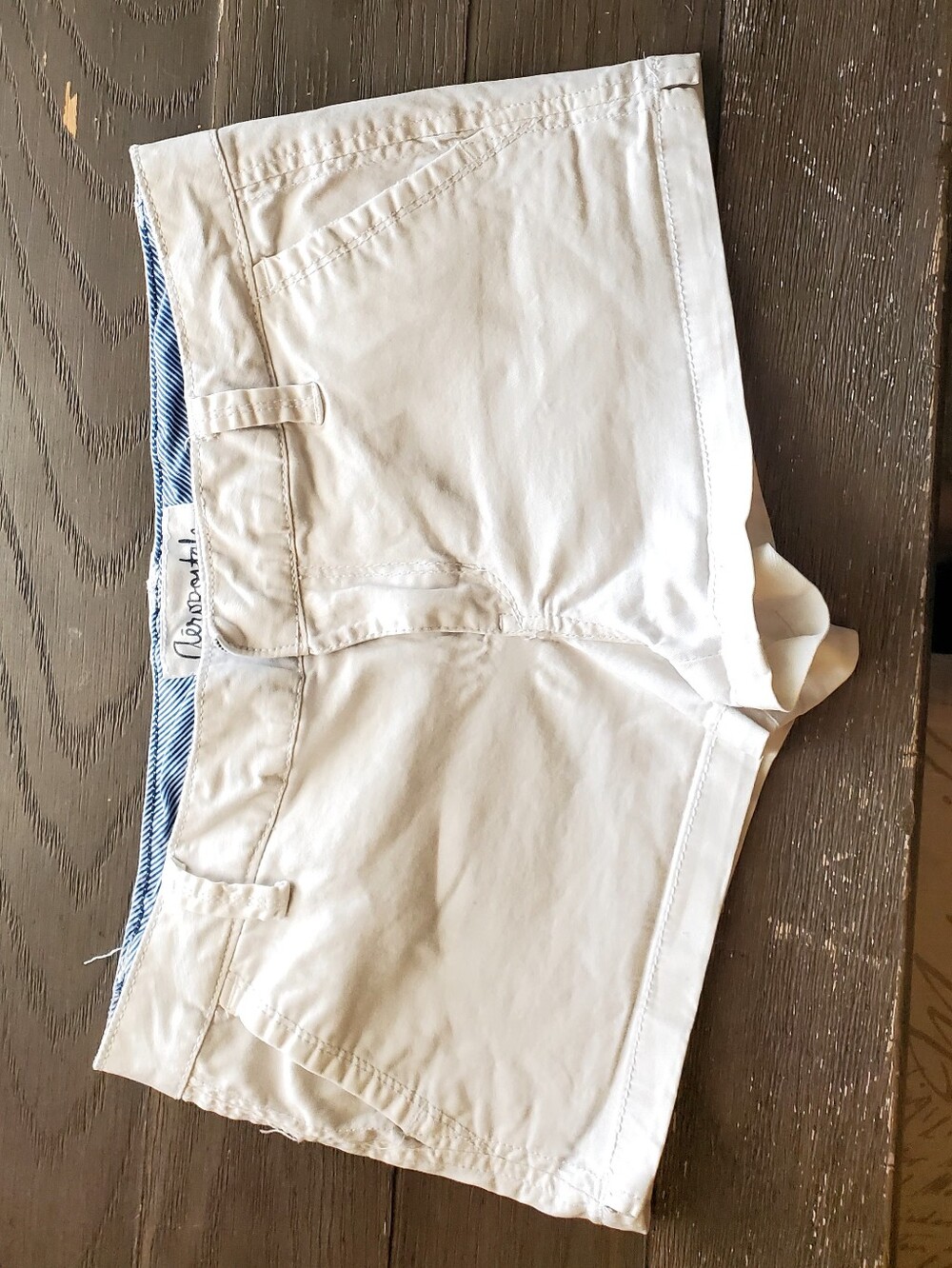 Aeropostale White Shorts with Blue Striped Waistband